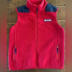 Boy’s Vineyard Vines Red Fleece Zip Vest, Medium 10-12